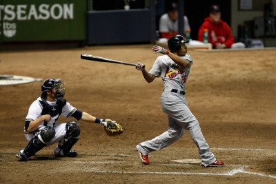 St Louis Cardinals V Milwaukee Brewers - Game Six, Milwaukee, Wi - October 16: Adron Chambers by Scott Boehm Pricing Limited Edition Print image