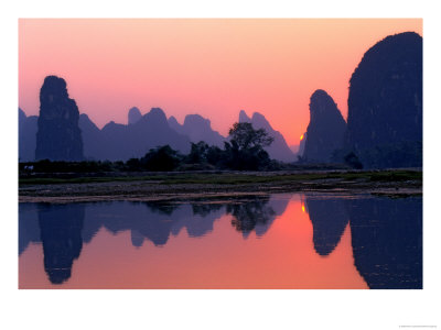 Sunset On The Karst Hills And Li River, China by Keren Su Pricing Limited Edition Print image