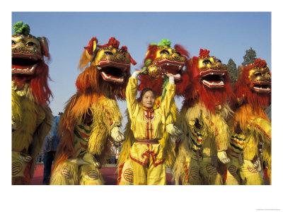 Lion Dance Performance Celebrating Chinese New Year Beijing China - Mr by Keren Su Pricing Limited Edition Print image