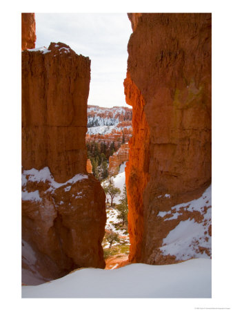 A View Through A Narrow Canyon Wall In Winter Into The Hoodoos, Bryce Canyon National Park, Utah by Taylor S. Kennedy Pricing Limited Edition Print image