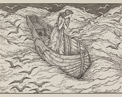 Illustration Of Lady In A Boat by Edward Burne-Jones Pricing Limited Edition Print image