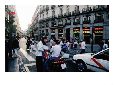 Pedestrians And Traffic, Madrid, Spain by Jonathan Chester Pricing Limited Edition Print image