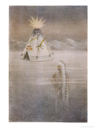 Sacred Otter, A Blackfoot Hunter Dreams Of A Great Tepee by James Jack Pricing Limited Edition Print image