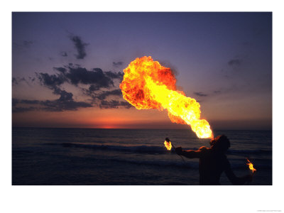 Fireeater At Sunset, Jamaica by Holger Leue Pricing Limited Edition Print image