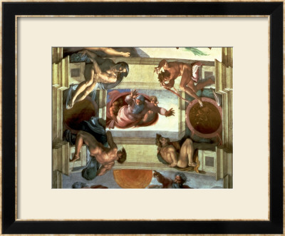 Sistine Chapel Ceiling: God Separating The Land From The Sea, With Four Ignudi, 1510 by Michelangelo Buonarroti Pricing Limited Edition Print image