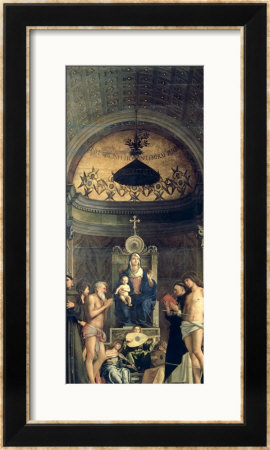 Madonna And Child Enthroned Between Ss. Francis, John The Baptist, Job, Dominic, Sebastian, Louis by Giovanni Bellini Pricing Limited Edition Print image