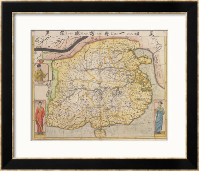 Map Of China With Inset Portraits Of Matteo Ricci And Two Chinese Costumed Figures, Circa 1625-26 by Samuel Purchas Pricing Limited Edition Print image