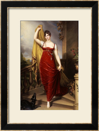 The Hon. Mrs Thomas Hope, Full Face In A Red Velvet Dress, Painted 1813 by Henry Bone Pricing Limited Edition Print image