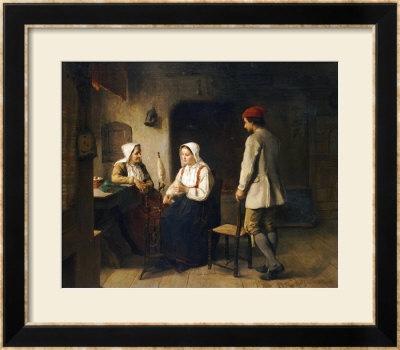 A Peasant Woman Spinning In An Interior by Sven Victor Helander Pricing Limited Edition Print image