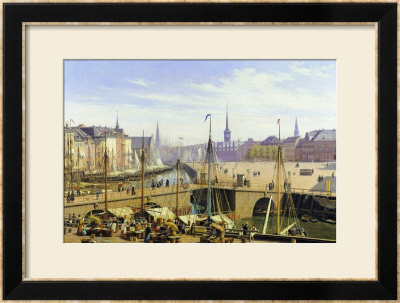 A View Of Copenhagen Towards The Stock Exchange From Gammel Strand by Martinus Rorbye Pricing Limited Edition Print image