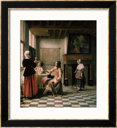 Interior, Woman Drinking With Two Men, Circa 1658 by Pieter De Hooch Pricing Limited Edition Print image