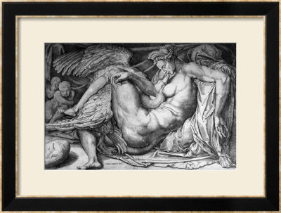 Leda, Engraved By Jacobus Bos, Boss Or Bossius (Born Circa 1520) by Michelangelo Buonarroti Pricing Limited Edition Print image
