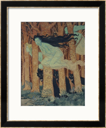 Three Women And Three Wolves by Eugene Grasset Pricing Limited Edition Print image