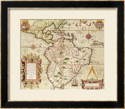 Map Of Central And South America, From Americae Tertia Pars.., 1562 by Theodor De Bry Pricing Limited Edition Print image