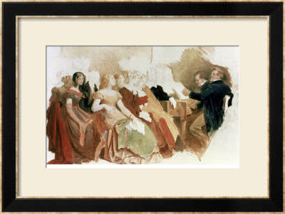 Study For An Evening At Baron Von Spaun's: Schubert At The Piano Among His Friends by Moritz Ludwig Von Schwind Pricing Limited Edition Print image