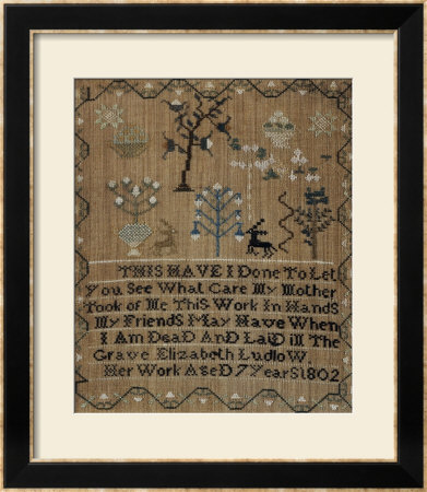 Silk-On-Linen Needlework Sampler, Dated 1802 by Elizabeth Ludlow Pricing Limited Edition Print image