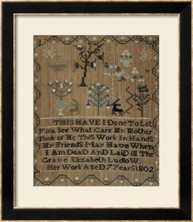 Silk-On-Linen Needlework Sampler, Dated 1802 by Elizabeth Ludlow Pricing Limited Edition Print image