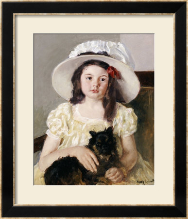 Francoise Holding A Little Black Dog, Circa 1908 by Mary Cassatt Pricing Limited Edition Print image