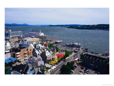 City Buildings On Saint Lawrence River And Harbour, Quebec City, Canada by Nicholas Reuss Pricing Limited Edition Print image