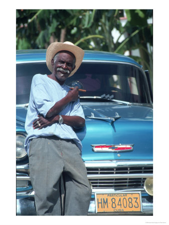 Man At A Front Of A Car, Havana, Cuba by Peter Adams Pricing Limited Edition Print image