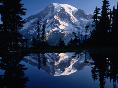 Mount Rainier And Blue Sky Perfectly Reflected by Pat O'hara Pricing Limited Edition Print image