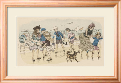Children And Their Dog On The Beach On A Windy Day by Mars (Maurice Bonvoisin) Pricing Limited Edition Print image