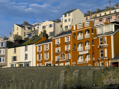 Hotels And B&B Overlooking The Harbour, Brixham, Devon, England, United Kingdom by Brigitte Bott Pricing Limited Edition Print image