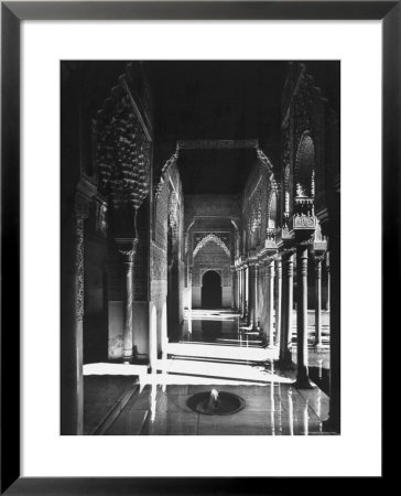 Magnificently Decorated Columns And Arches In An Arcade At The Alhambra Palace by David Lees Pricing Limited Edition Print image