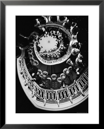 Low Angle Of Cadets At Naval Academy Lining Stairway In Maury Hall by Alfred Eisenstaedt Pricing Limited Edition Print image