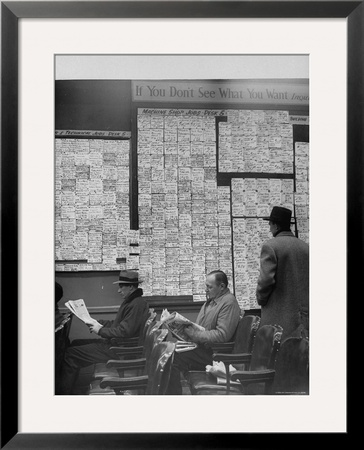 Large Board Containing Small Hand Written Pieces Of Paper Announcing Various Jobs And The Salaries by Al Fenn Pricing Limited Edition Print image