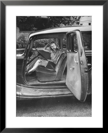 Former Girlfriend Of Bill Elder, Now Serving In Navy, Sitting In Family's Car, Waiting For Return by Alfred Eisenstaedt Pricing Limited Edition Print image