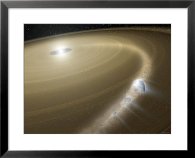 Illustration Of A Comet Being Torn To Shreds Around A Dead Star, Or White Dwarf, Called G29-38 by Stocktrek Images Pricing Limited Edition Print image