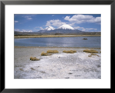 Volcan Parinacota On Right, Volcan Pomerape On Left, Volcanoes In The Lauca National Park, Chile by Geoff Renner Pricing Limited Edition Print image