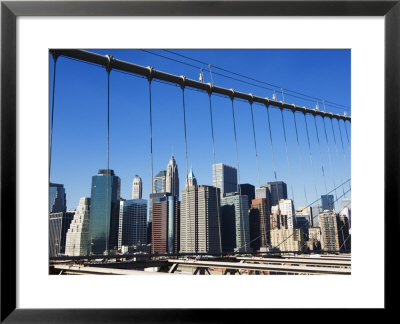 Manhattan Skyline From The Brooklyn Bridge, New York City, New York, Usa by Amanda Hall Pricing Limited Edition Print image
