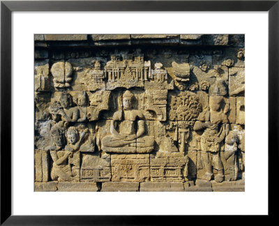 Relief Carvings On Frieze On Outside Wall Of The Buddhist Temple, Borobodur, Java, Indonesia by Robert Harding Pricing Limited Edition Print image