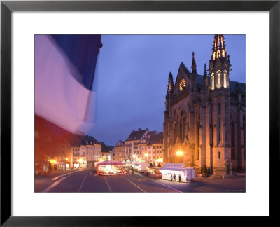Place De La Reunion And Temple St-Etienne Church, Mulhouse, Alsace, France by Walter Bibikow Pricing Limited Edition Print image