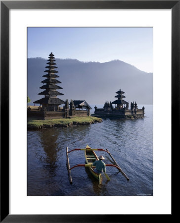 Lake Bratan, Pura Ulun Danu Bratan Temple And Boatman, Bali, Indonesia by Steve Vidler Pricing Limited Edition Print image