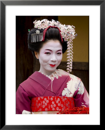 Portrait Of Maiko (Apprentice Geisha) Wearing Traditional Japanese Kimono, Island Of Honshu, Japan by Gavin Hellier Pricing Limited Edition Print image