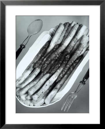 White Porcelain Platter With Cooked Asparagus by A. Villani Pricing Limited Edition Print image