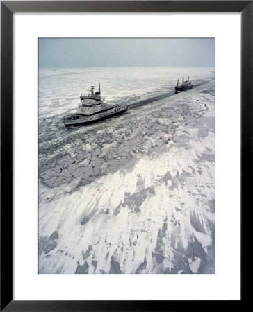 Finland, Ice-Breaker Making Way For Freighter In Northern Section Of Gulf Of Bothnia by Brimberg & Coulson Pricing Limited Edition Print image