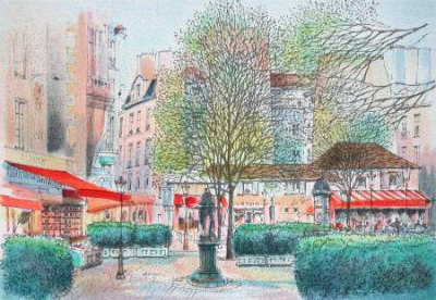 Paris, Place St Andre Des Arts I by Rolf Rafflewski Pricing Limited Edition Print image