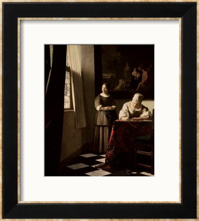 Lady Writing A Letter With Her Maid, Circa 1670 by Jan Vermeer Pricing Limited Edition Print image
