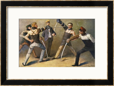 The Mensur (Fencing Bout), Both Duellists Hope They Will Be Scarred For Life by Georg Muhlberg Pricing Limited Edition Print image