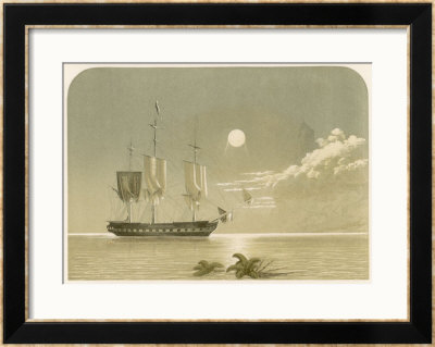 Sailing Vessel Becalmed On A Moonlit Night by F. Lydon Pricing Limited Edition Print image