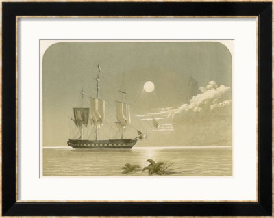 Sailing Vessel Becalmed On A Moonlit Night by F. Lydon Pricing Limited Edition Print image