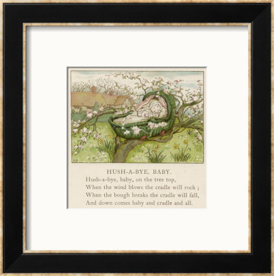 Baby Sleeps In Its Cradle Among The Apple Blossom Unaware Of The Danger That by Kate Greenaway Pricing Limited Edition Print image