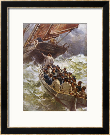 Torpedoed Sailors Picked Up By A Brixham Fishing-Boat by R.W. Stott Pricing Limited Edition Print image
