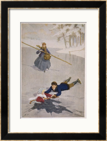 Amy Falls Into The Ice But Is Saved By Laurie With The Aid Of A Hockey Stick by Percy Tarrant Pricing Limited Edition Print image