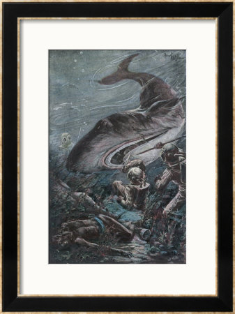20,000 Leagues Under The Sea: Divers Attacked By A Shark by Henry Austin Pricing Limited Edition Print image