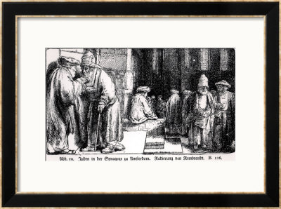 Jews In The Synagogue In Amsterdam, Enraved by Rembrandt Van Rijn Pricing Limited Edition Print image